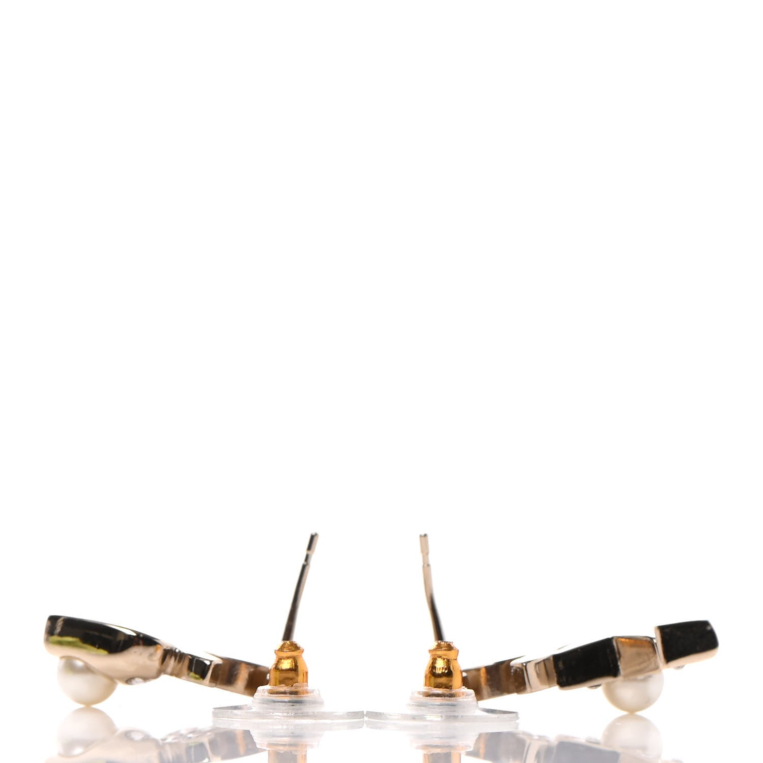 Chanel Crystal Pearl Charming Winter CC Star Heart Earrings Gold 3 of 4