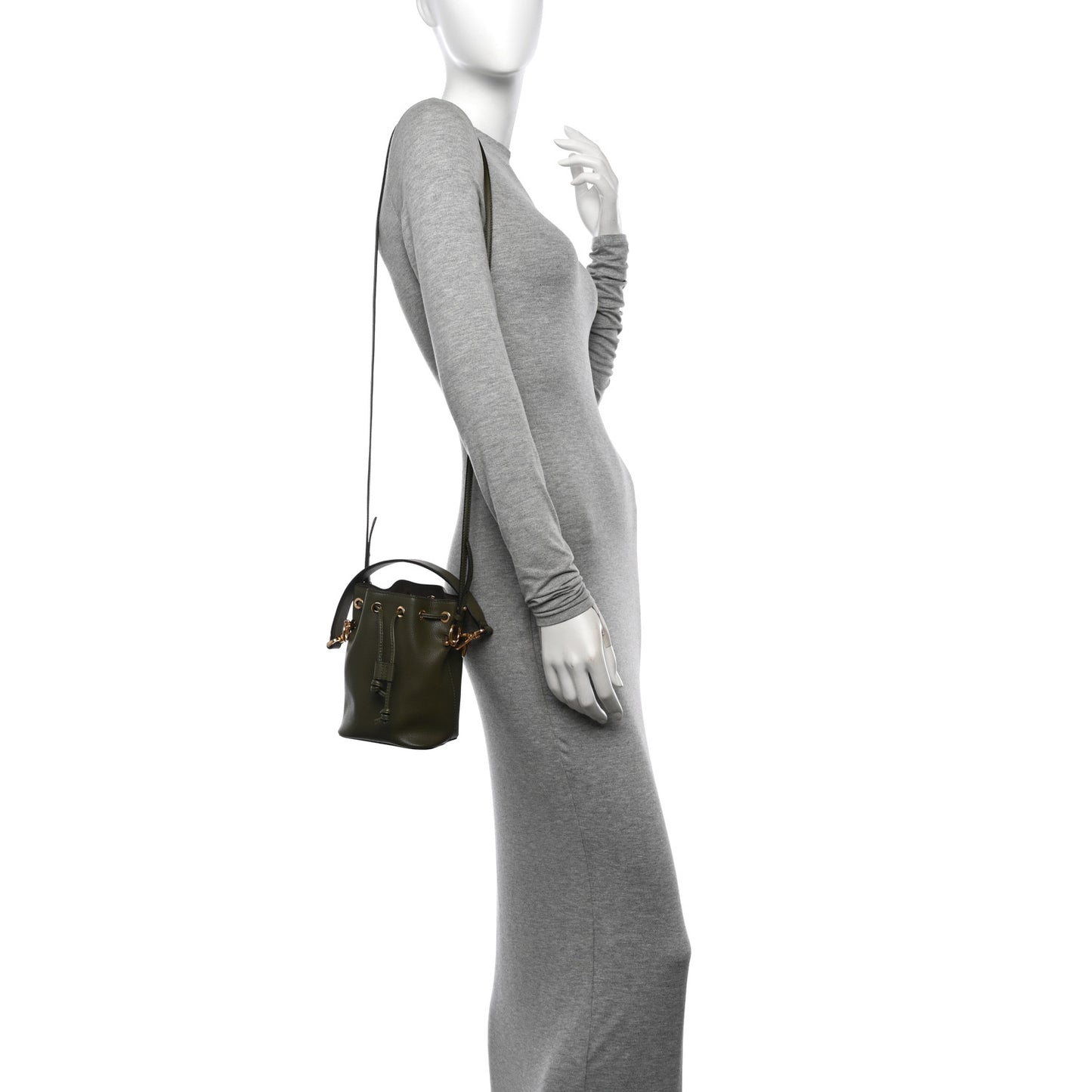Vitello Cruise F is Fendi Mini Mon Tresor Bucket Bag Asparago