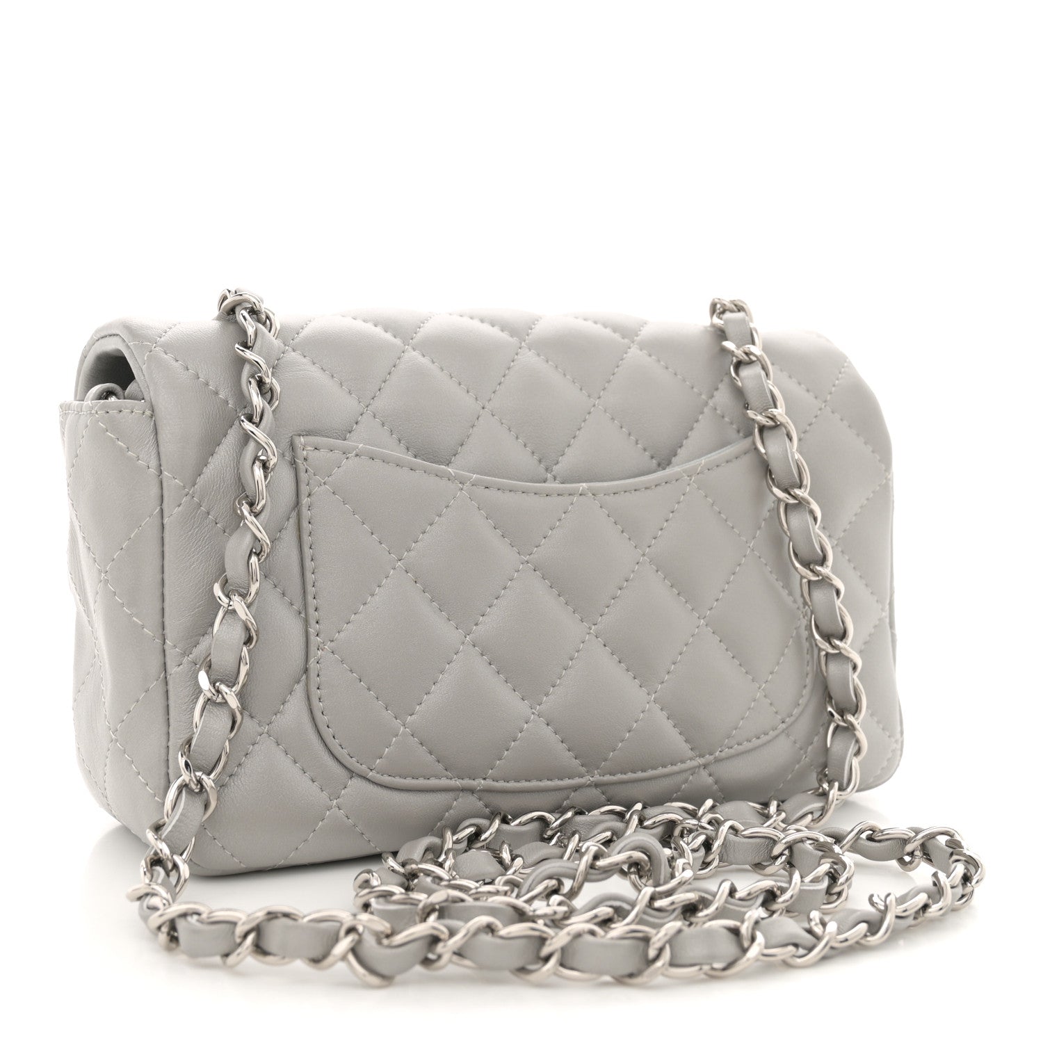 Chanel Metallic Lambskin Quilted Mini Rectangular Flap Silver 3 of 11