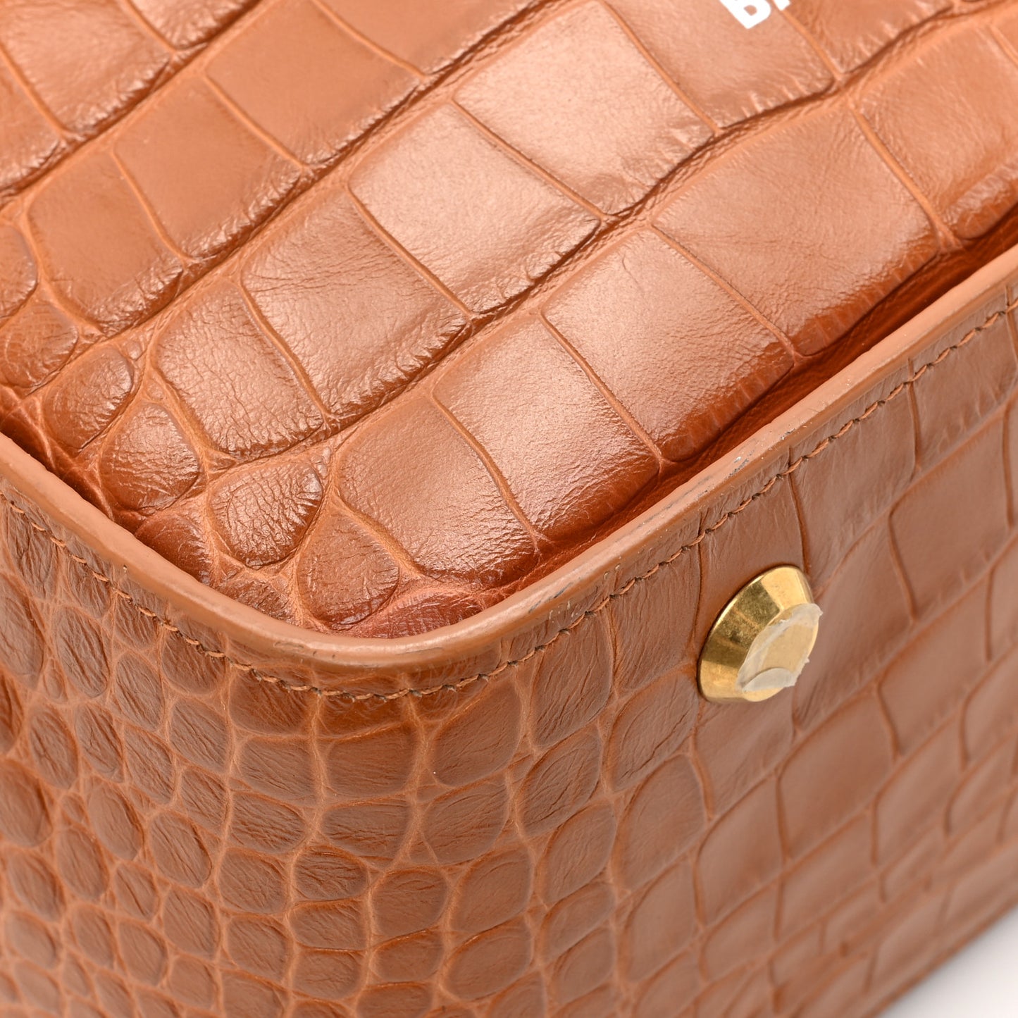 Extra Supple Calfskin Crocodile Embossed Small Tool 2.0 North-South Tote Camel