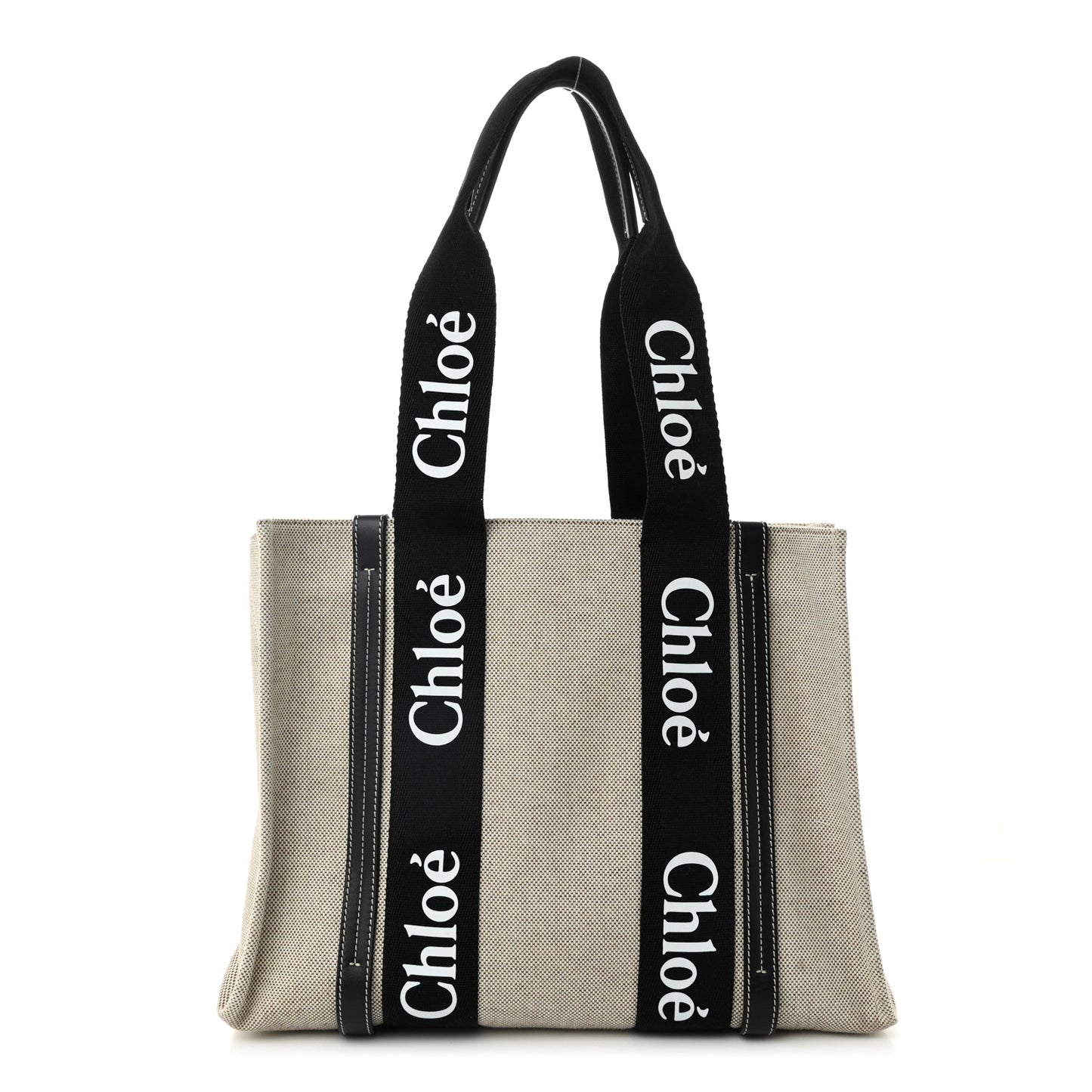 Cotton Calfskin Medium Woody Ribbon Tote Black Blue