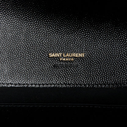 Saint Laurent Grain De Poudre Matelasse Chevron Monogram Envelope Clutch Black 6 of 11