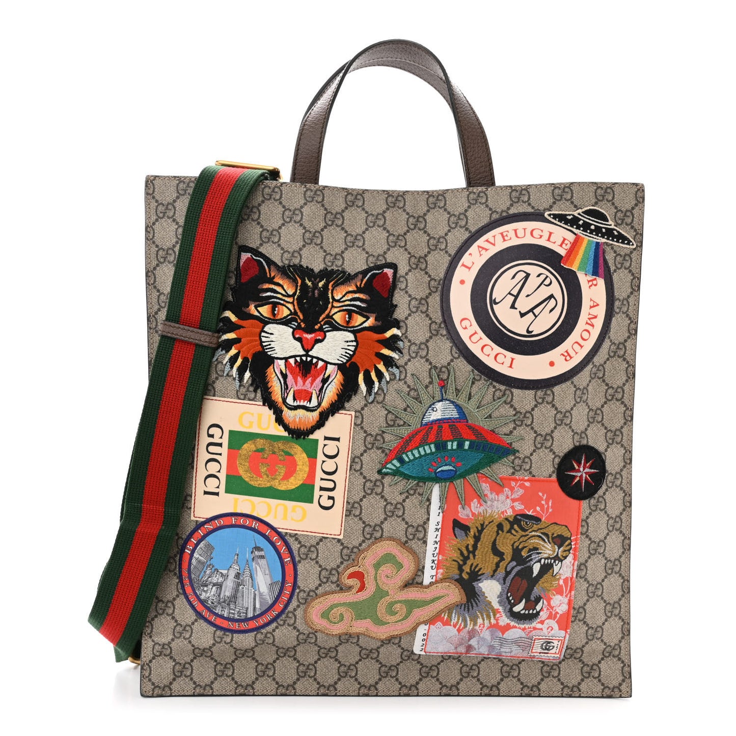 Soft GG Supreme Monogram Courrier Vertical Tote Beige New Acero