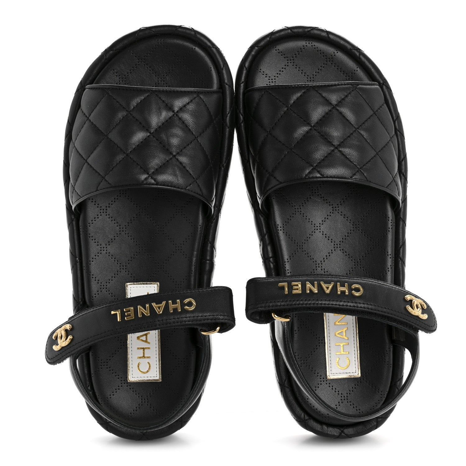 Chanel Lambskin Quilted Dad Sandals 41 Black 2 of 9