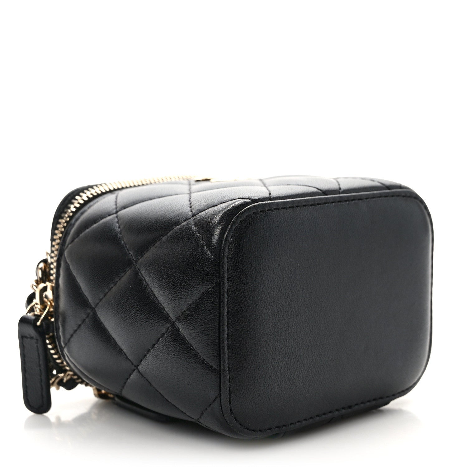 Chanel Lambskin Quilted Top Handle Mini Vanity Case With Chain Black 4 of 9