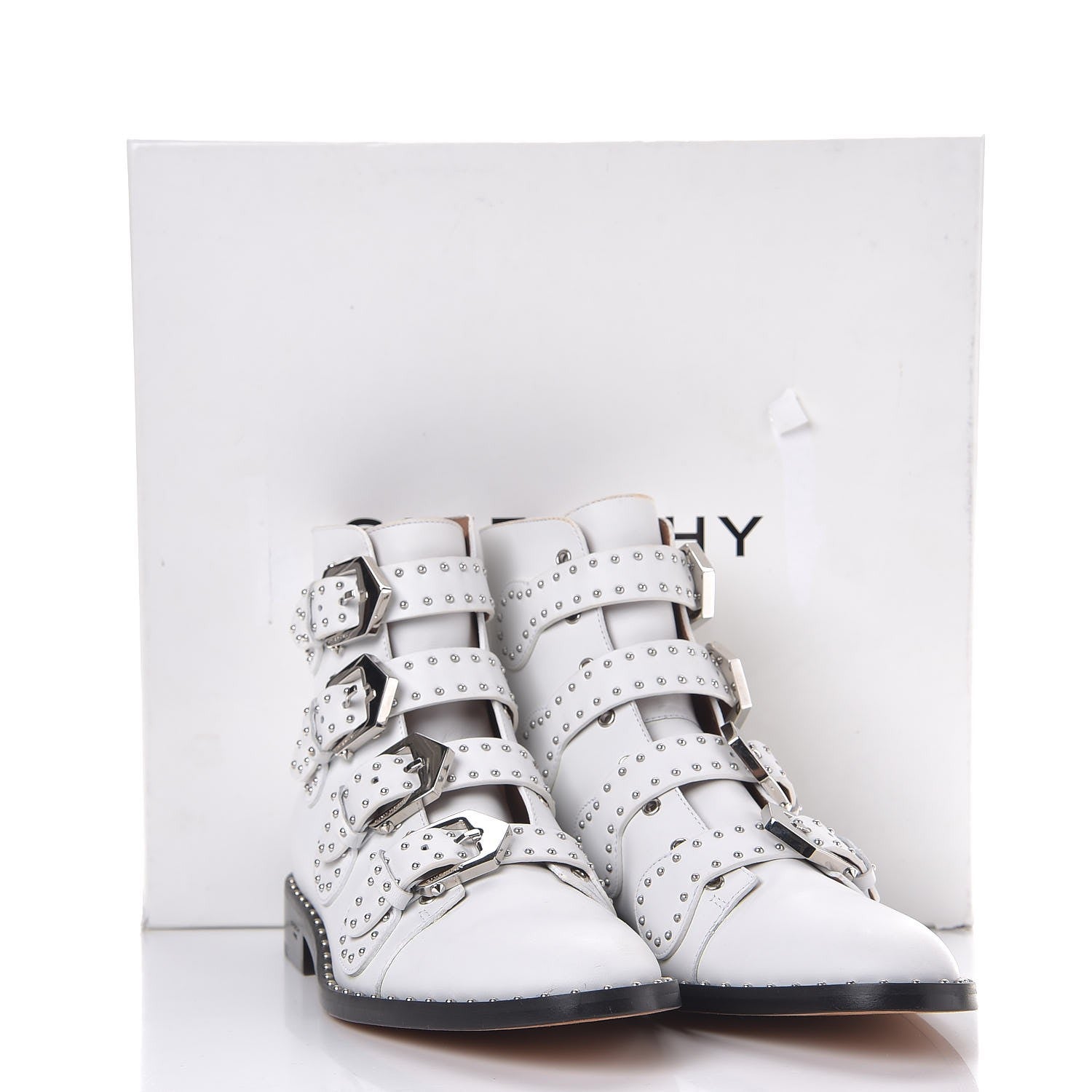 Givenchy Calfskin Studded Prue Buckle Bootie 38.5 White 12 of 12