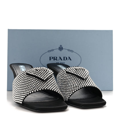 Prada Satin Crystal Logo 65mm Slide Sandals 41 Cristal 8 of 8