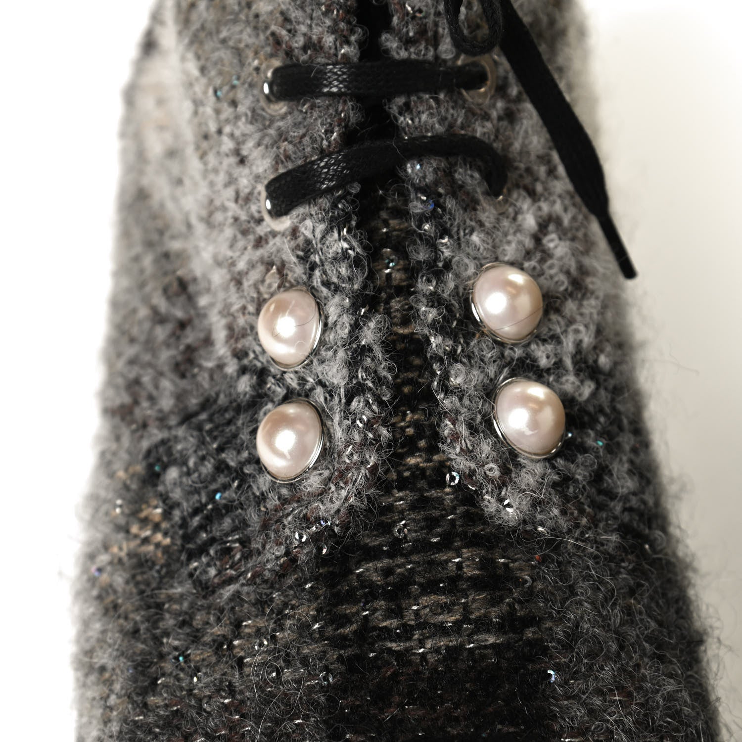 Chanel Tweed Calfskin Pearl Combat Short Boots 41.5 Multicolor 12 of 12