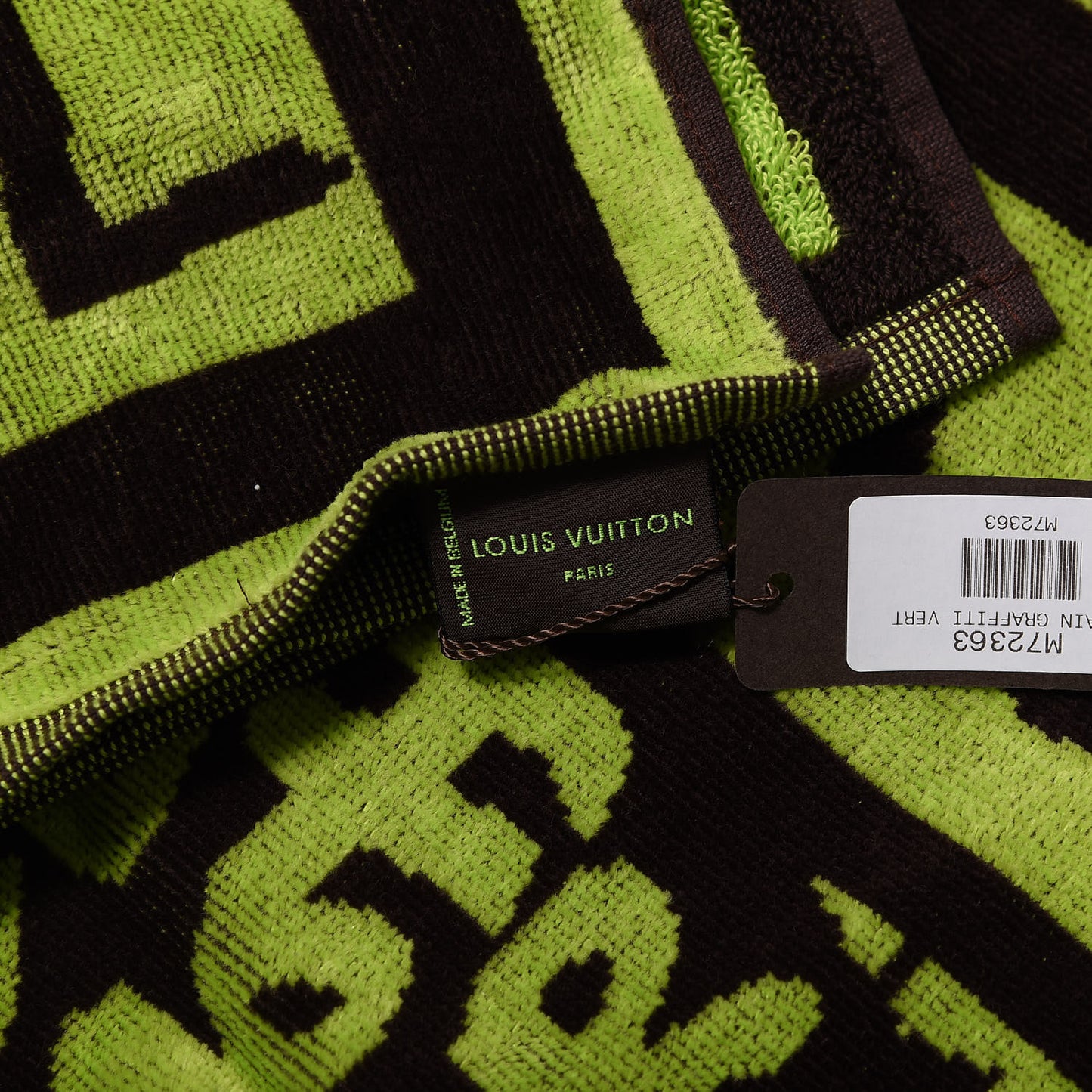 Cotton Monogram Graffiti Beach Towel Green