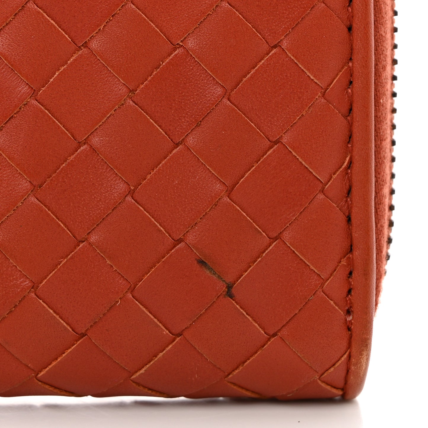 Nappa Intrecciato Zip Around Wallet Rust