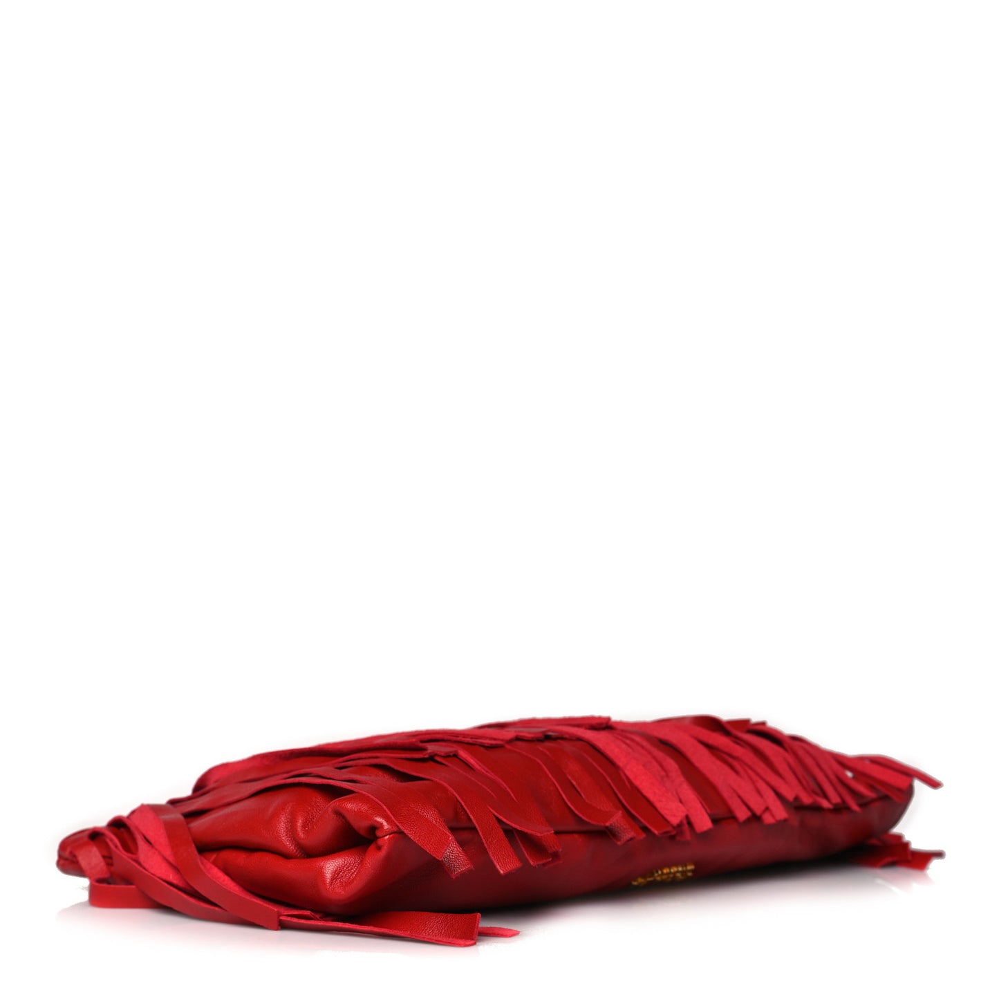City Calfskin Fringe Clutch Rosso
