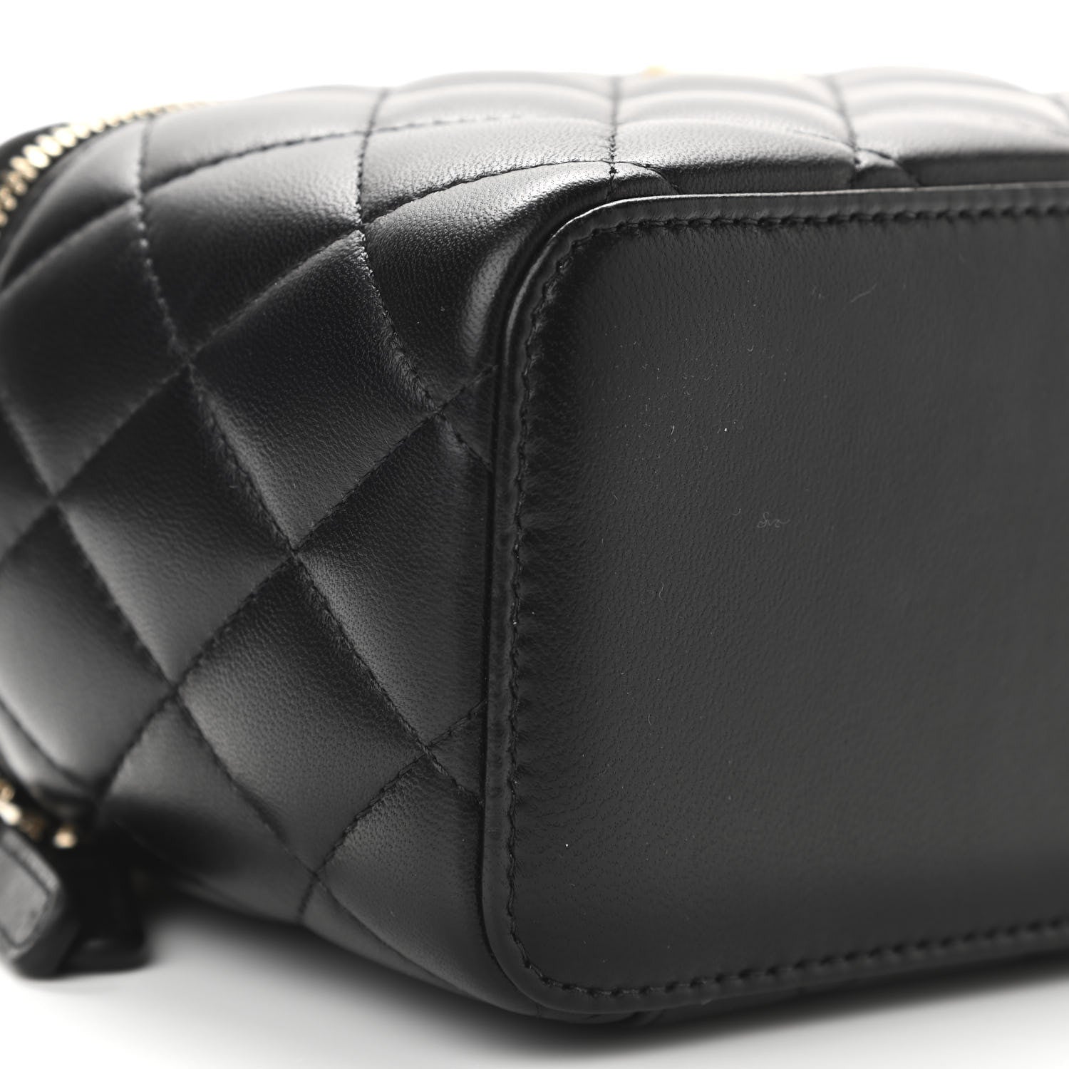 Chanel Lambskin Quilted Small Pearl Crush Vanity Case With Chain Black 10 of 12