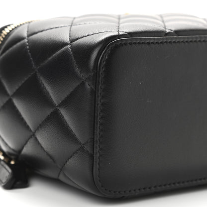 Chanel Lambskin Quilted Small Pearl Crush Vanity Case With Chain Black 10 of 12