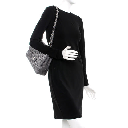 Chanel Lambskin Quilted Jumbo Single Flap Dark Grey 2 of 9