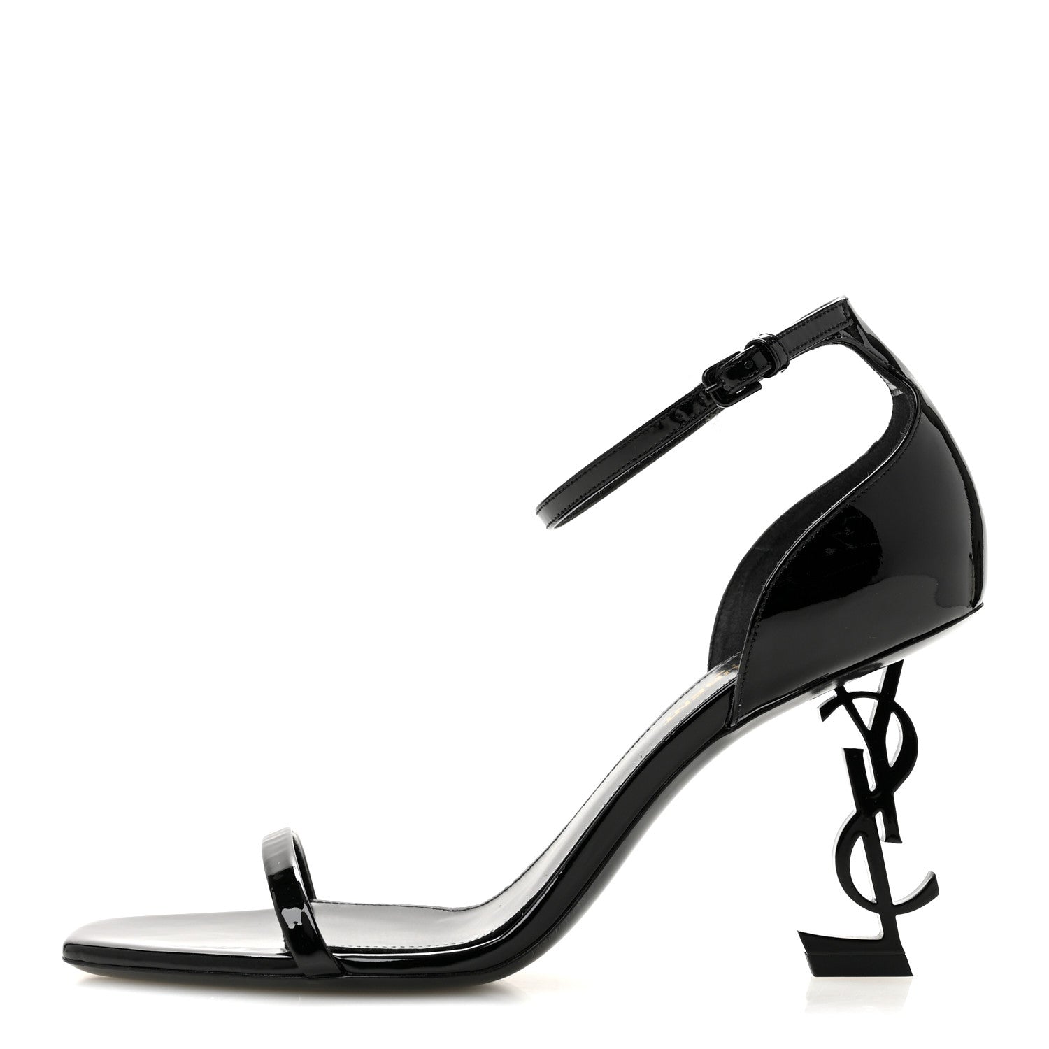 Saint Laurent Patent Calfskin Opyum 85 Sandals 38.5 Black 1 of 10