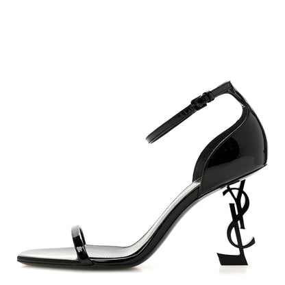 Saint Laurent Patent Calfskin Opyum 85 Sandals 38.5 Black 1 of 10