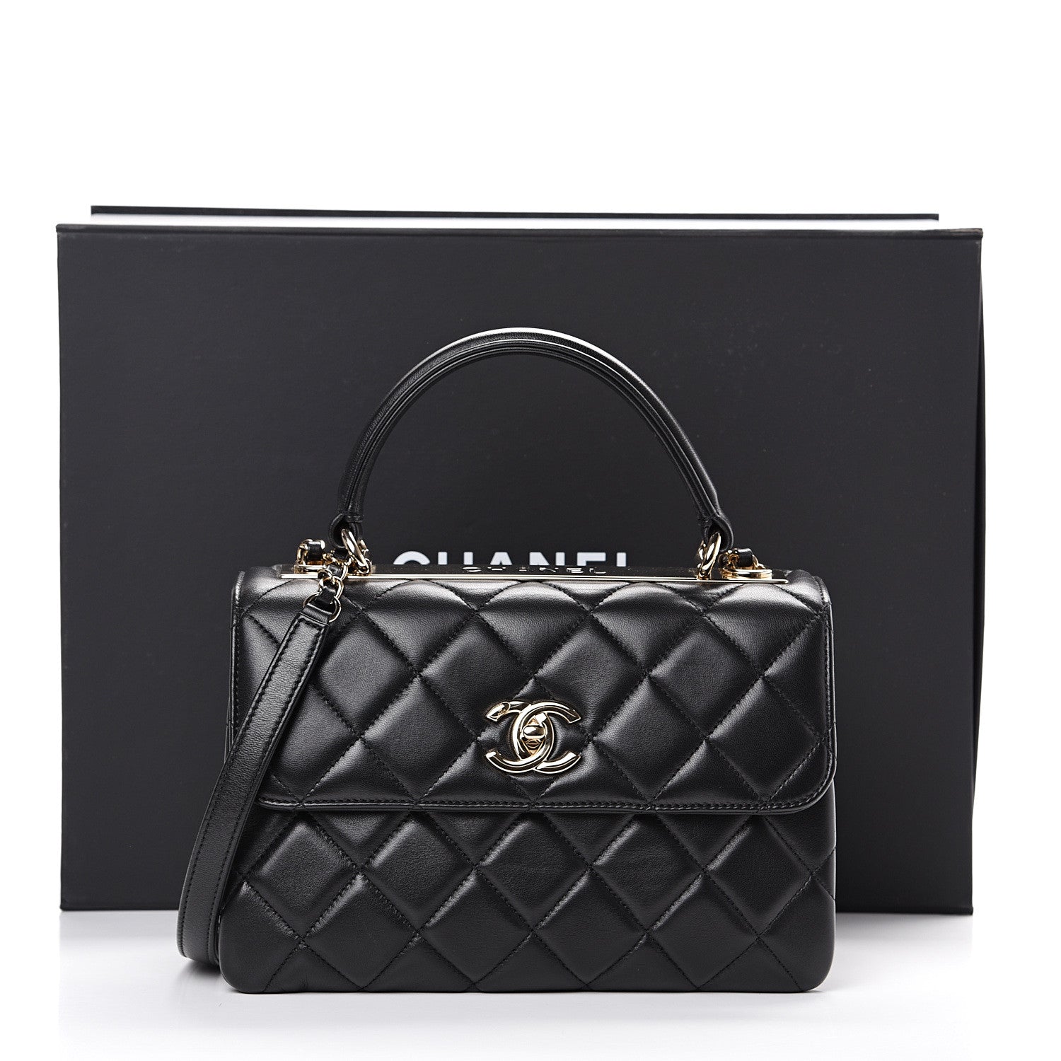 Chanel Lambskin Quilted Small Trendy CC Dual Handle Flap Bag Black 10 of 10