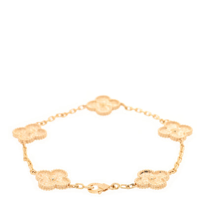 Van Cleef & Arpels 18K Yellow Gold 5 Motifs Vintage Alhambra Bracelet 2 of 3