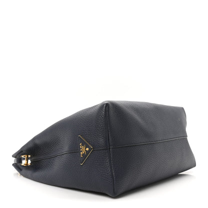 Prada Vitello Daino Embossed Logo Hobo Baltico 4 of 10