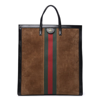 Gucci Suede Patent Web Ophidia Vertical Tote Nocciola Black 1 of 11