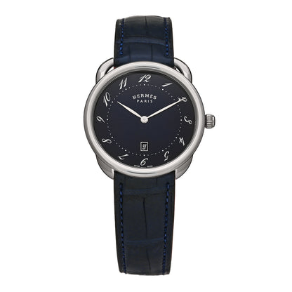 Hermes Stainless Steel Alligator 40mm Arceau Quartz Watch Bleu Abysse 1 of 6