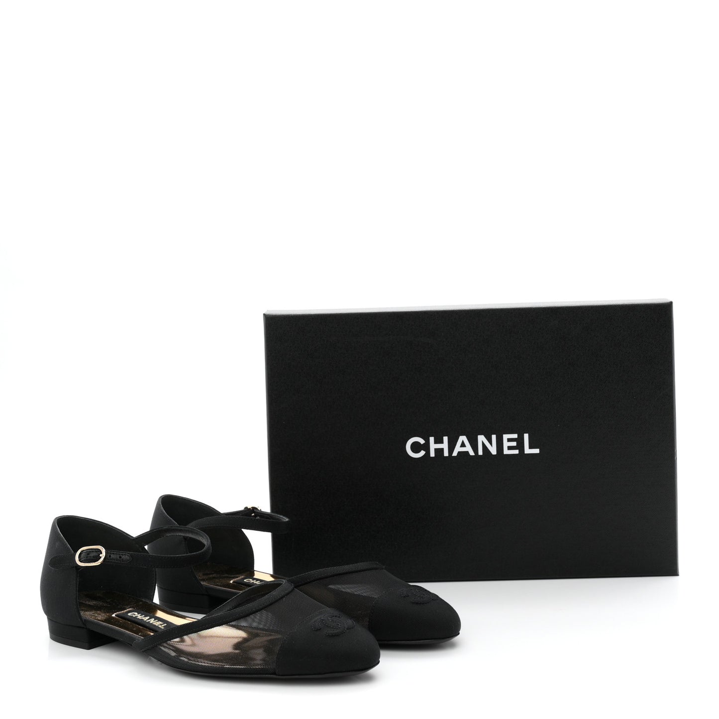 Mesh Grosgrain Cap Toe CC Flats 38.5 Black