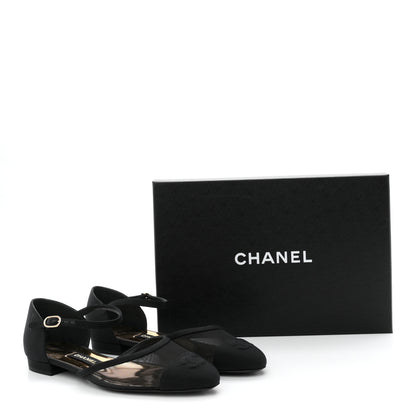 Chanel Mesh Grosgrain Cap Toe CC Flats 38.5 Black 9 of 9