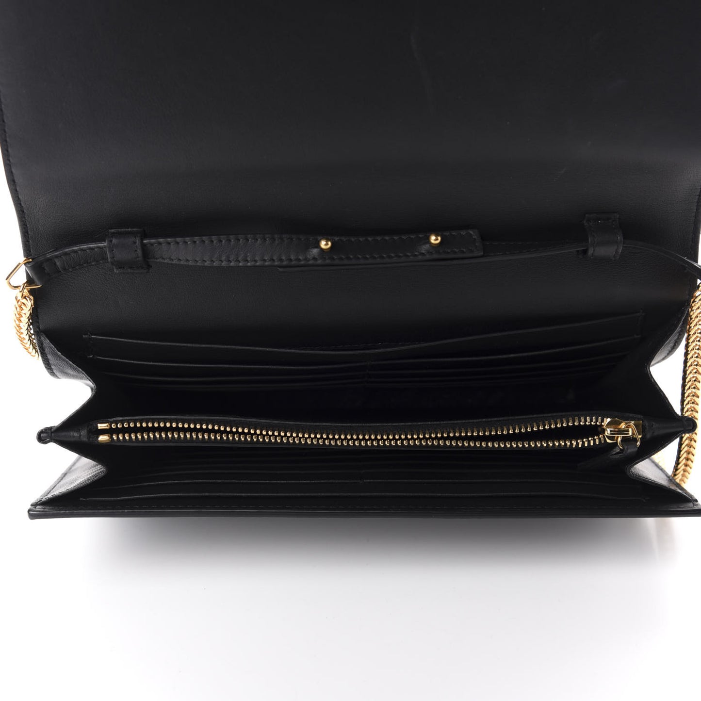 Calfskin Classic Y Ligne Chain Wallet Black