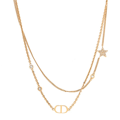 Christian Dior Metal Crystal Petit CD Double Necklace Gold 1 of 4