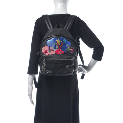 Saint Laurent Sheepskin Mini Love Appliqué City Backpack Black 2 of 8