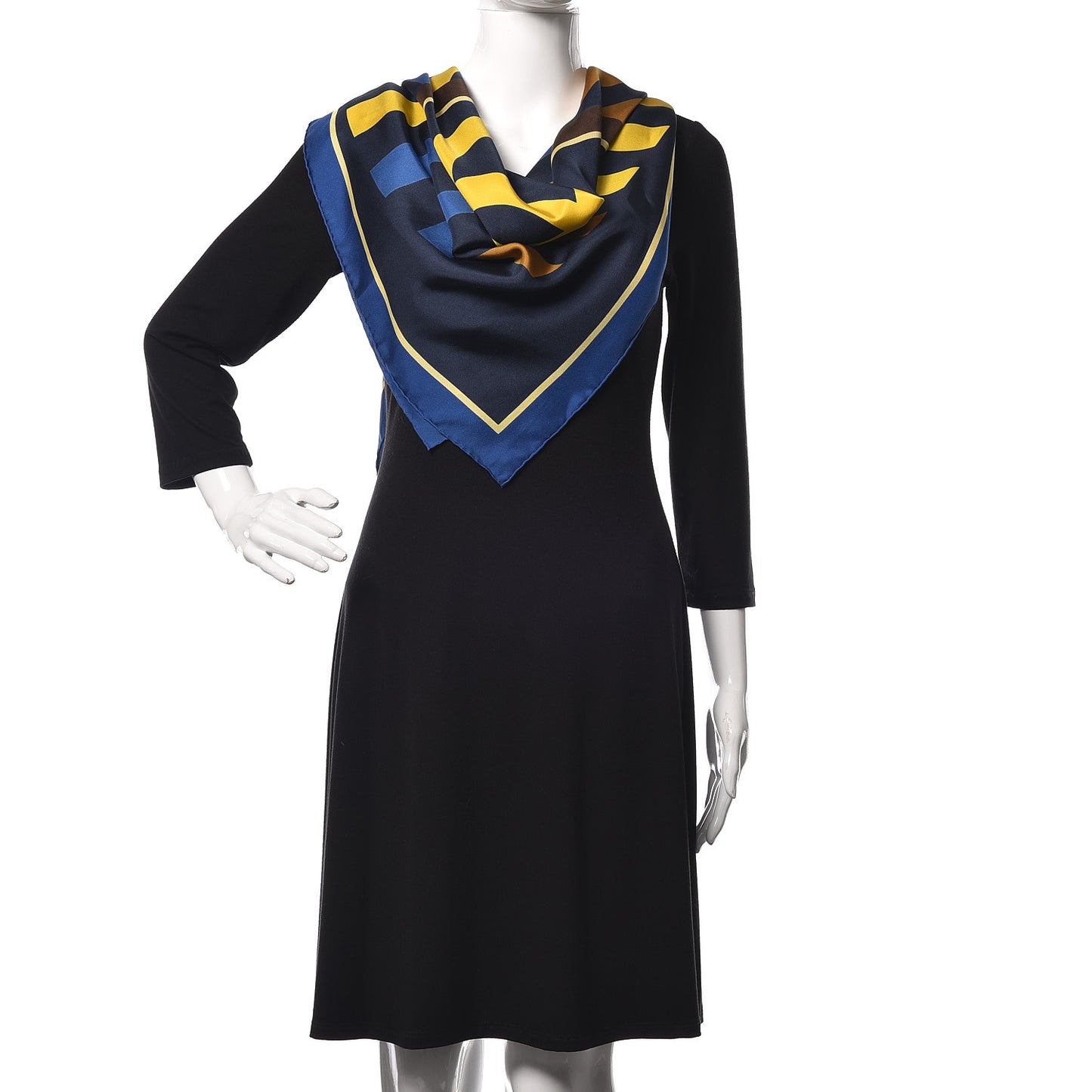 Silk CC Square Scarf Navy