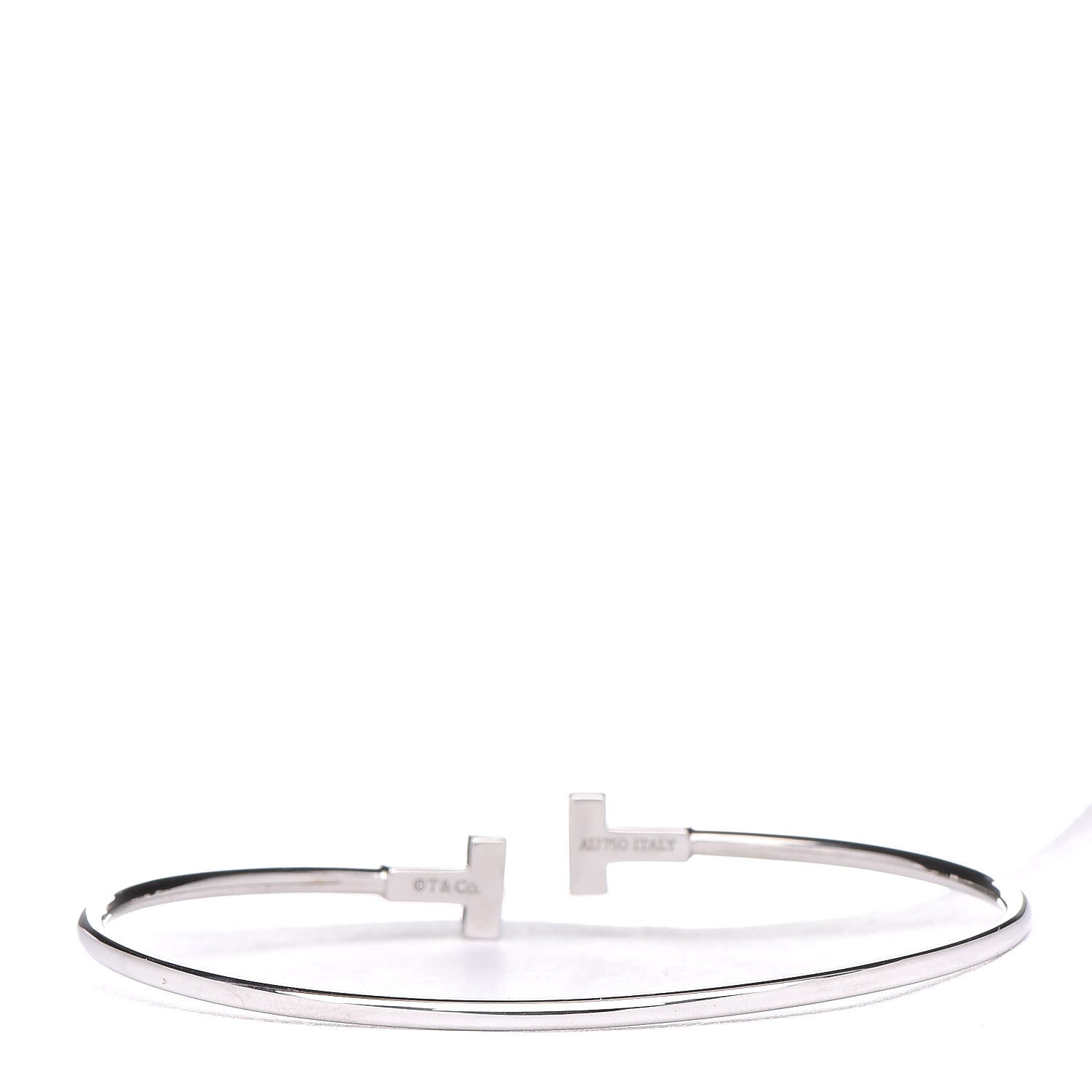 Tiffany 18K White Gold Narrow T Wire Bracelet 3 of 6