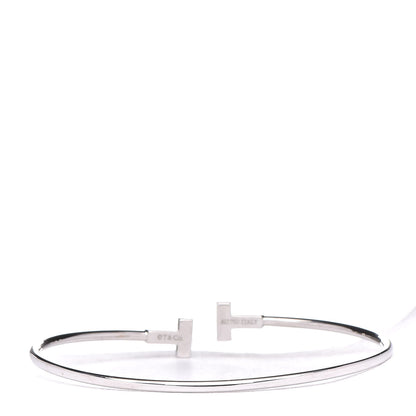 Tiffany 18K White Gold Narrow T Wire Bracelet 3 of 6
