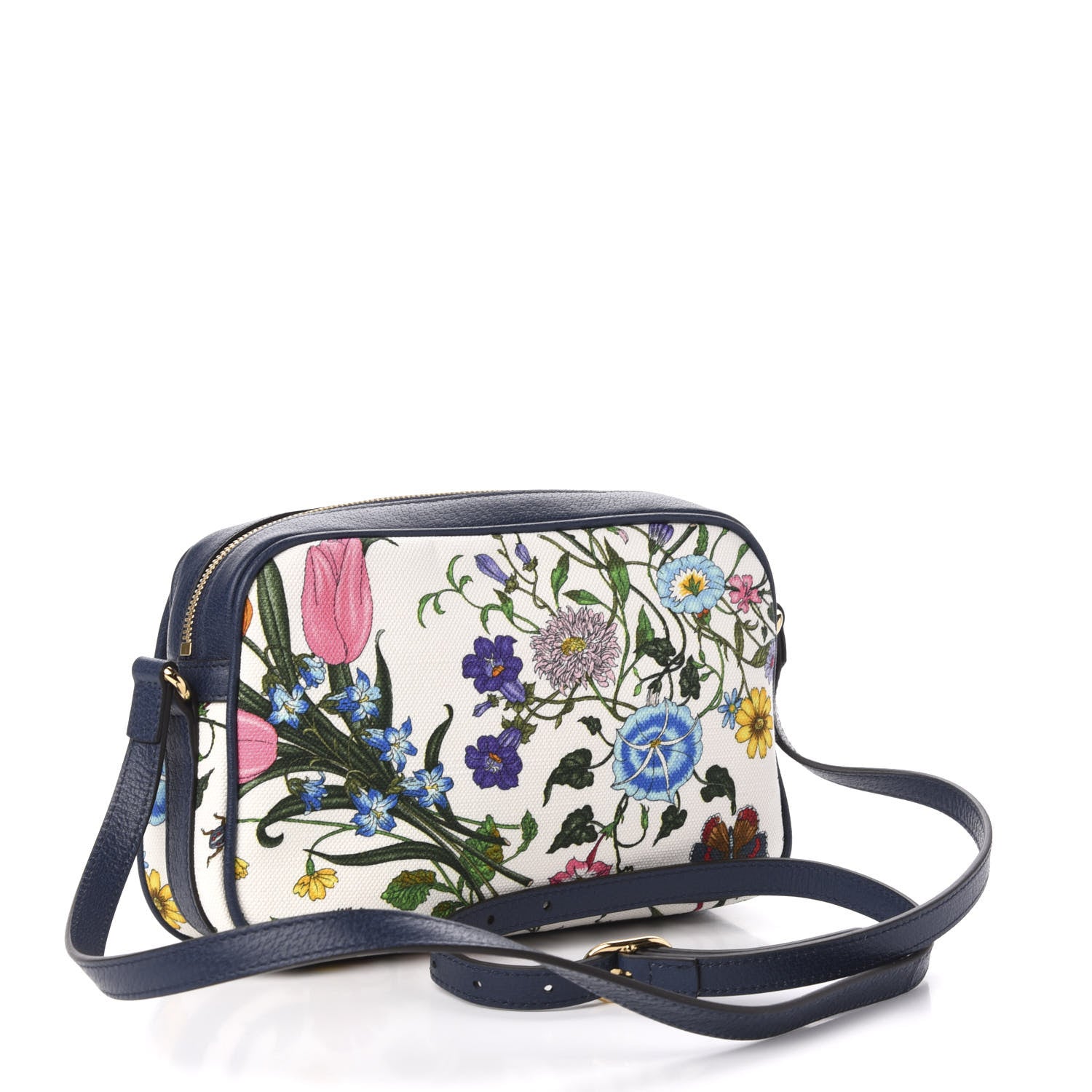 Gucci Canvas Flora Floral Shoulder Bag White Blue Agata Mulitcolor 3 of 11