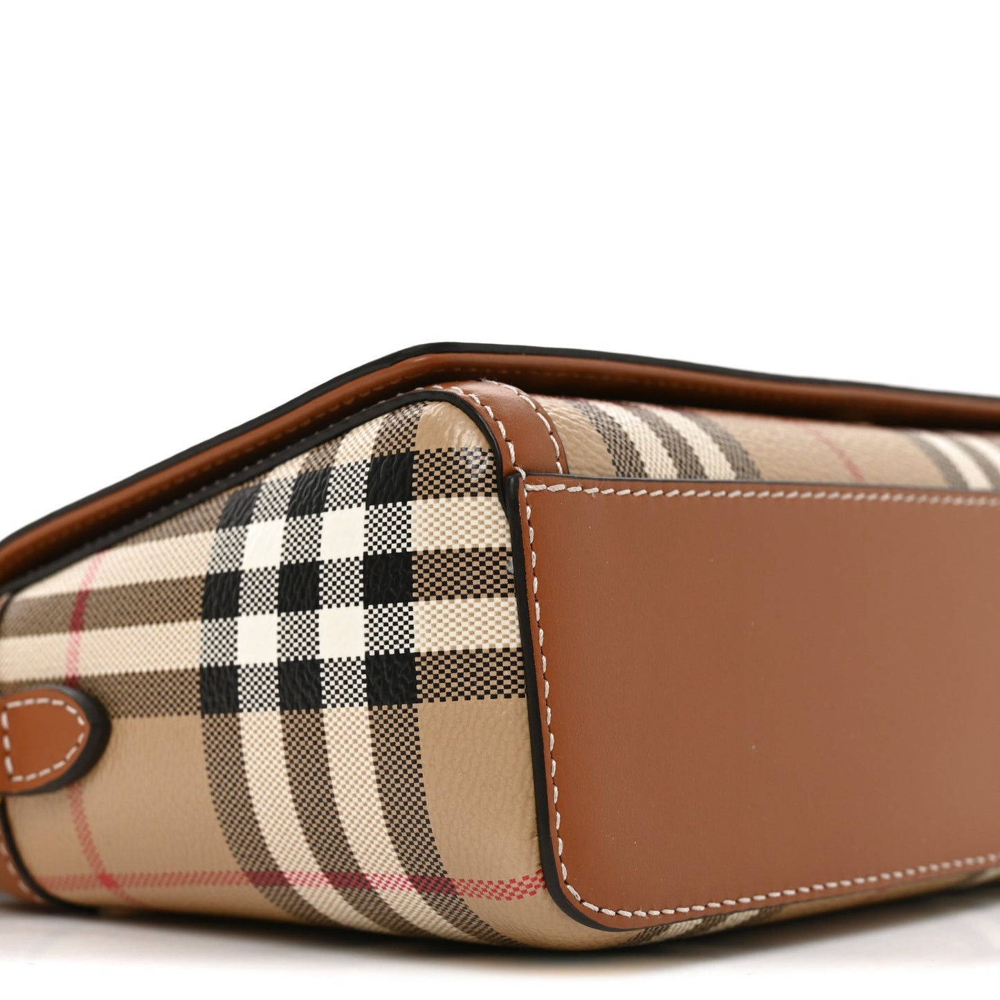 Coated Canvas Calfskin Vintage Check Small Note Crossbody Bag Briar Brown