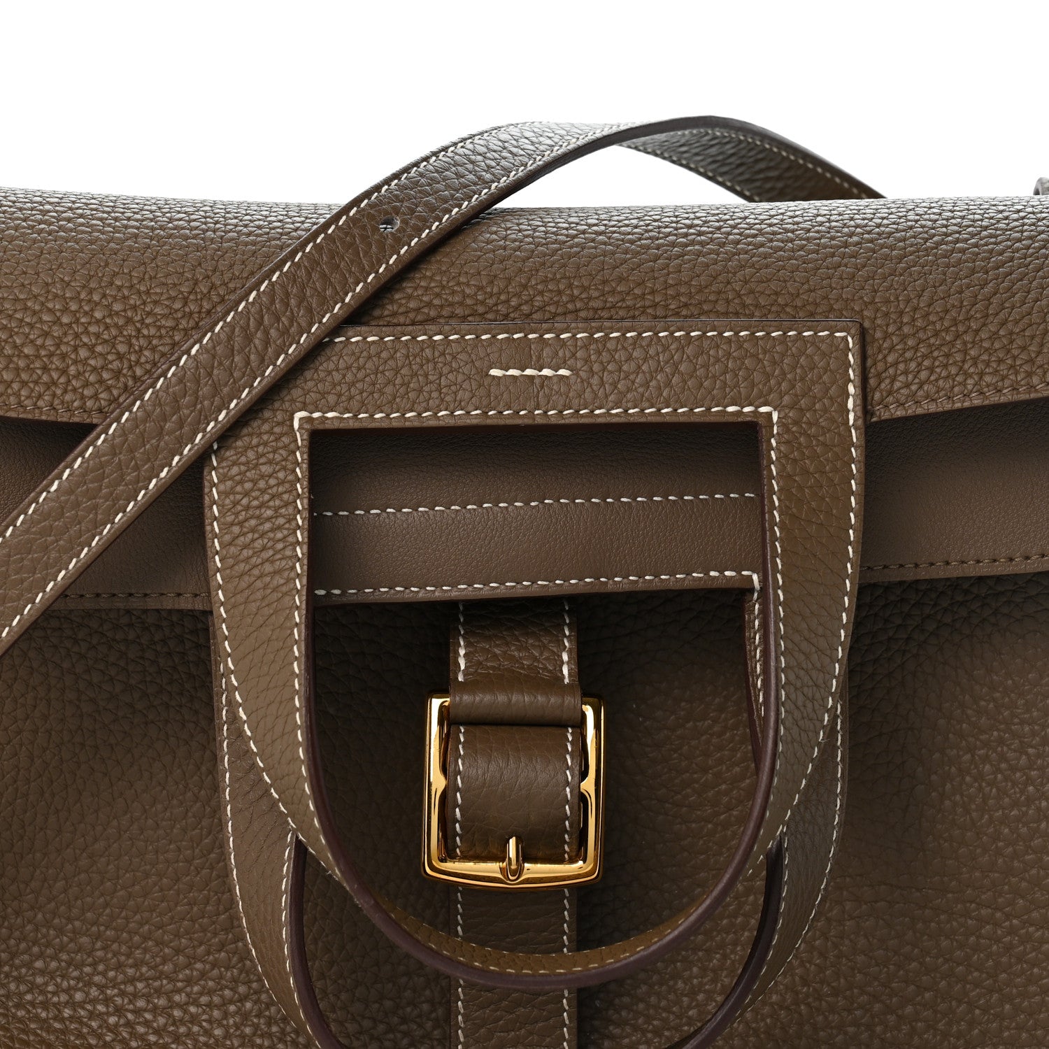 Hermes Taurillon Clemence Halzan 31 GM Etoupe 7 of 12