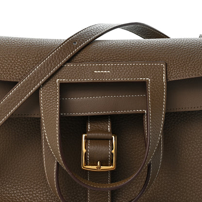 Hermes Taurillon Clemence Halzan 31 GM Etoupe 7 of 12