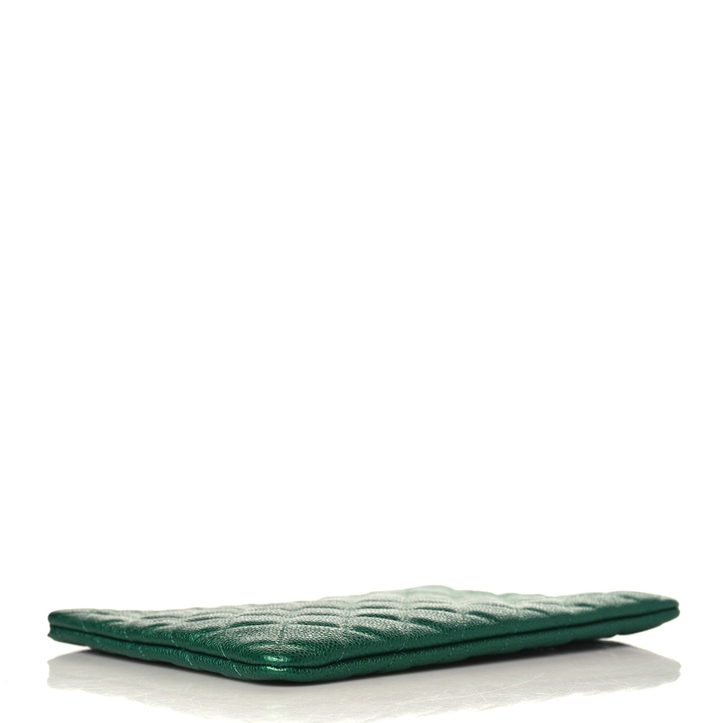 Metallic Caviar Quilted Medium Cosmetic Case Green