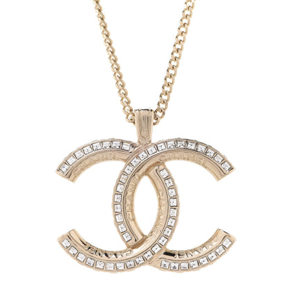 Chanel Crystal CC Pendant Necklace Gold 4 of 6