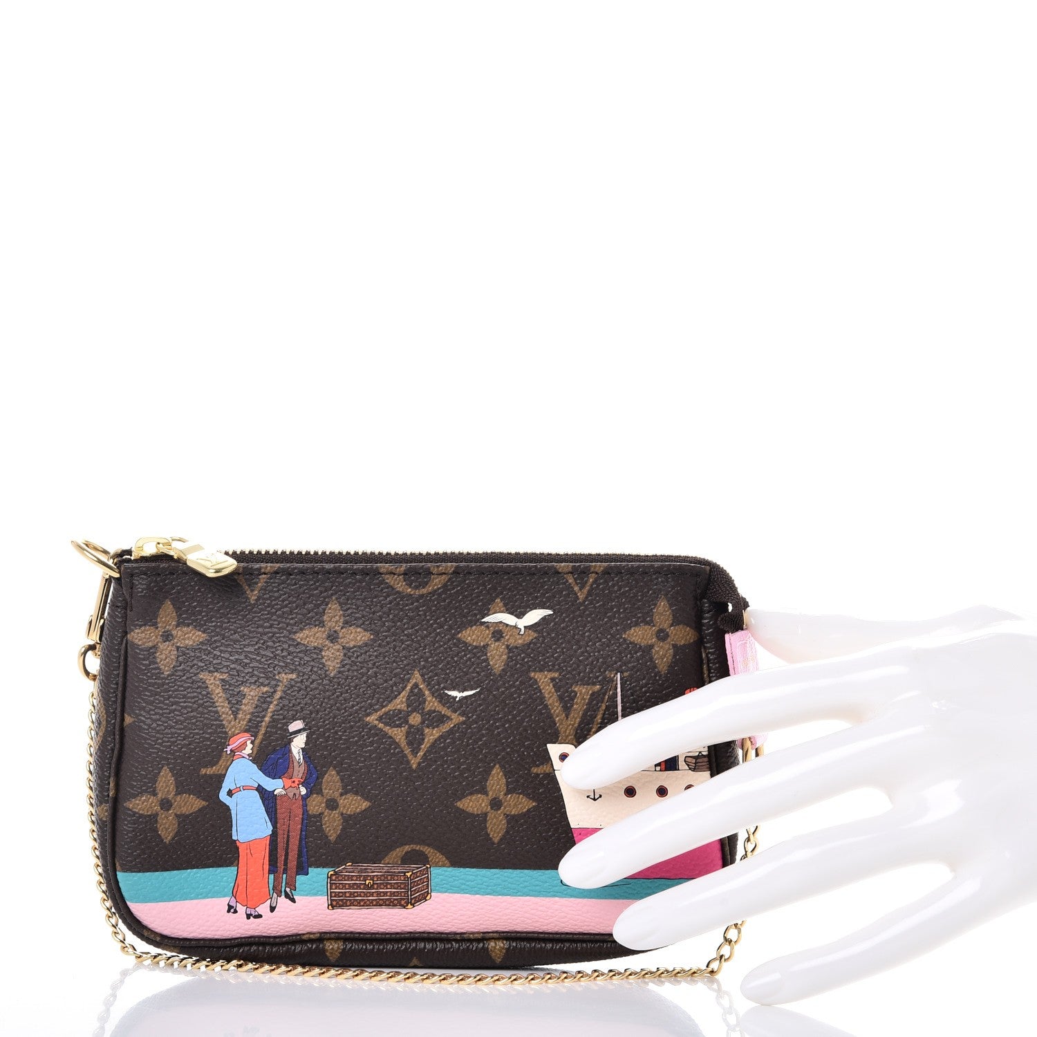 Louis Vuitton Monogram 2016 Christmas Animation Mini Pochette Accessories Rose Ballerine 2 of 8