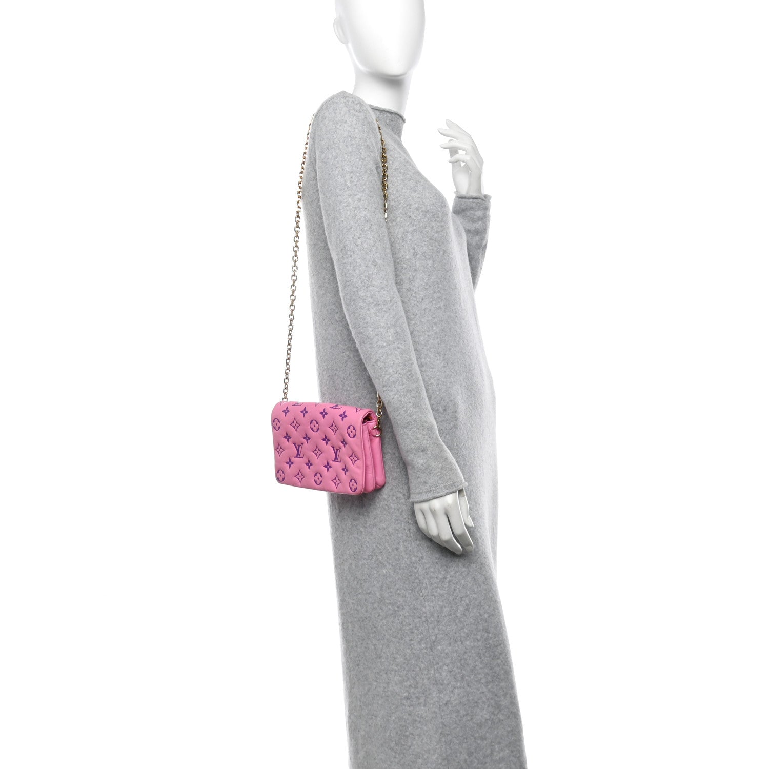 Louis Vuitton Lambskin Embossed Monogram Vuittamins Pochette Coussin Rose Violet 2 of 13