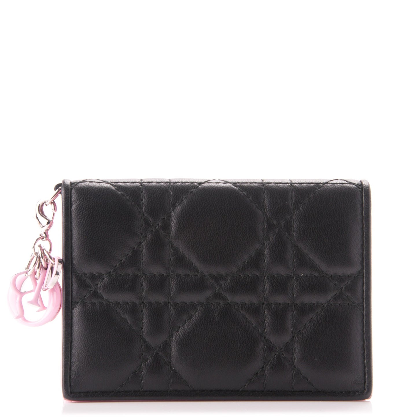 Lambskin Cannage Lady Dior Card Holder Black