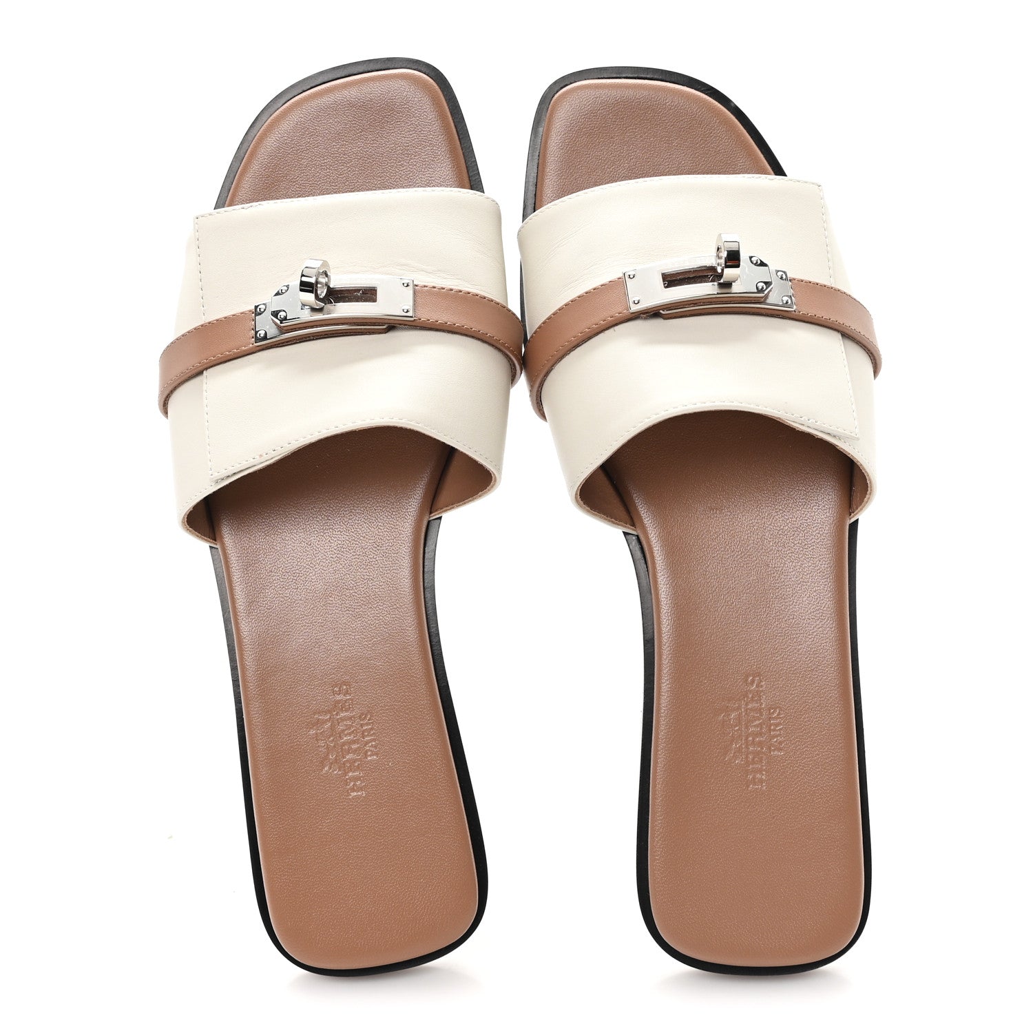 Hermes Calfskin Giulia Sandals 37 Beige Glaise 2 of 10