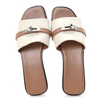 Hermes Calfskin Giulia Sandals 37 Beige Glaise 2 of 10