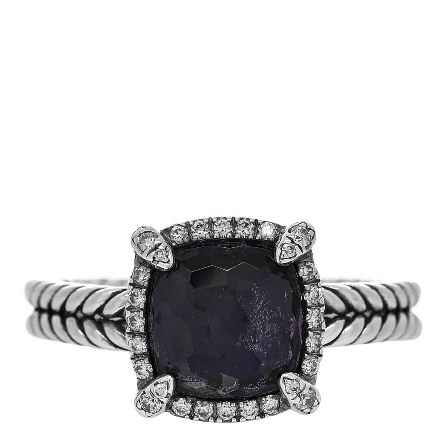 David Yurman Sterling Silver Diamond Black Orchid 9mm Chatelaine Pave Bezel Ring 61 9.75 1 of 5