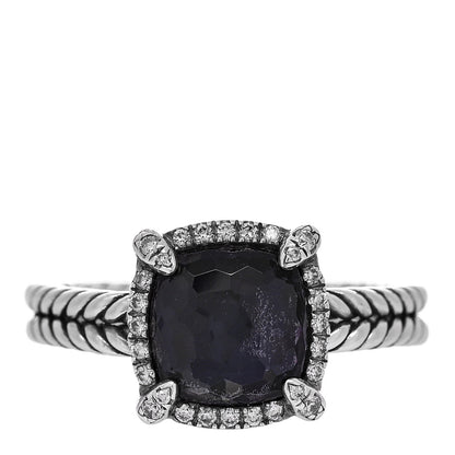 David Yurman Sterling Silver Diamond Black Orchid 9mm Chatelaine Pave Bezel Ring 61 9.75 1 of 5