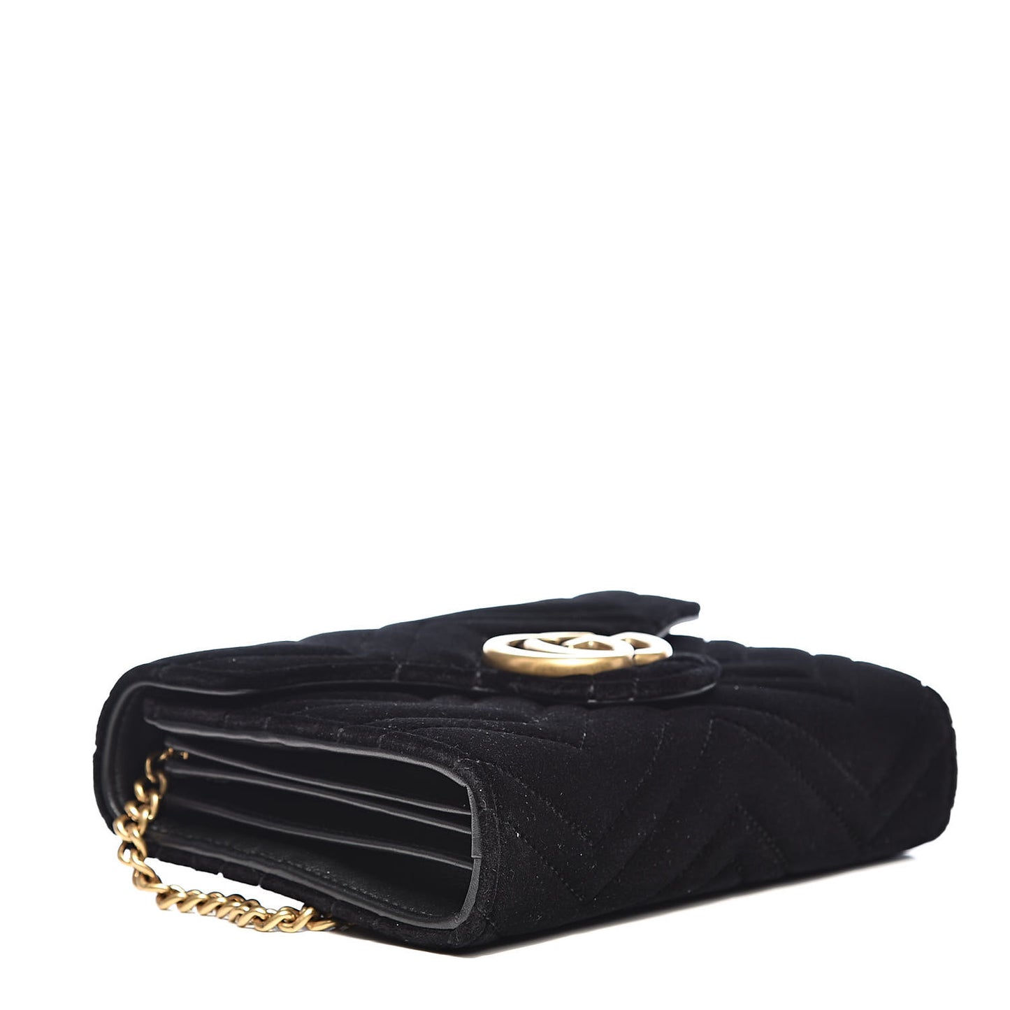 Velvet Matelasse GG Marmont Chain Wallet Black
