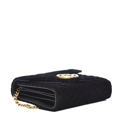 Gucci Velvet Matelasse GG Marmont Chain Wallet Black 4 of 11