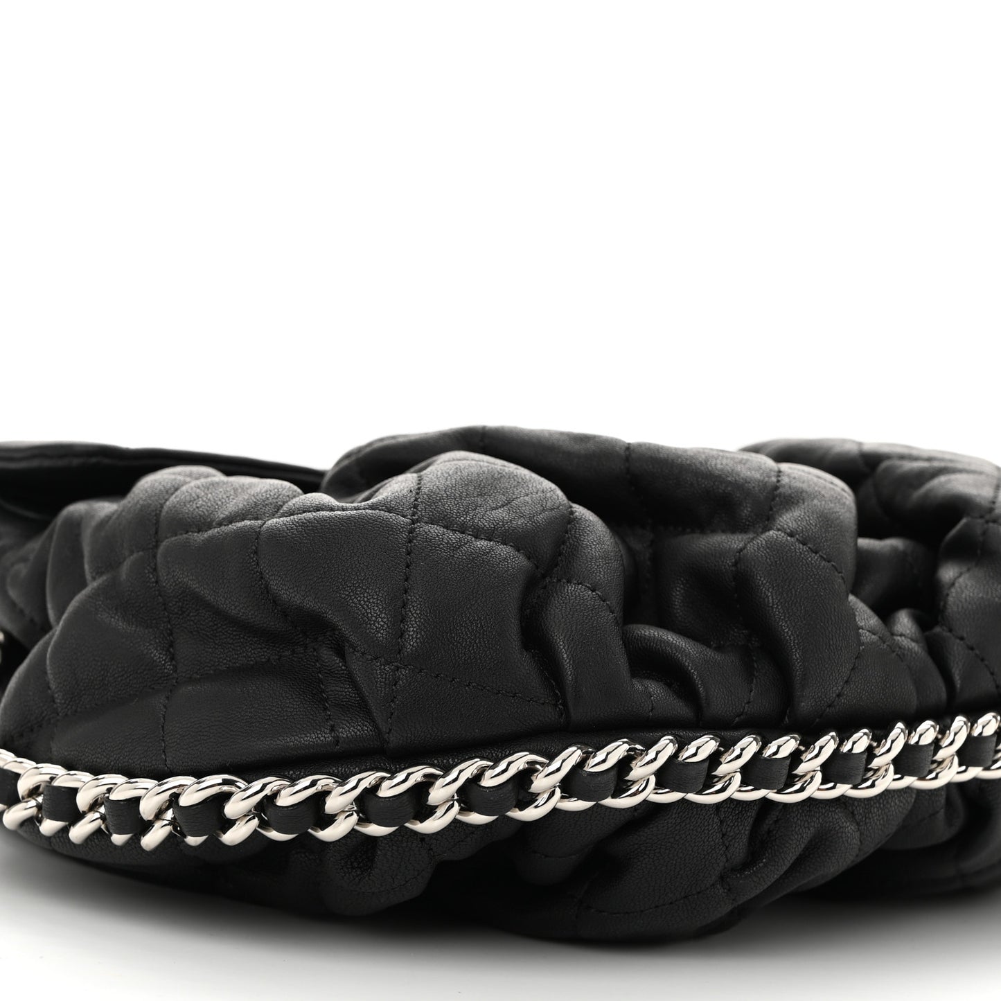 Washed Lambskin Quilted Mini Chain Around Messenger Black
