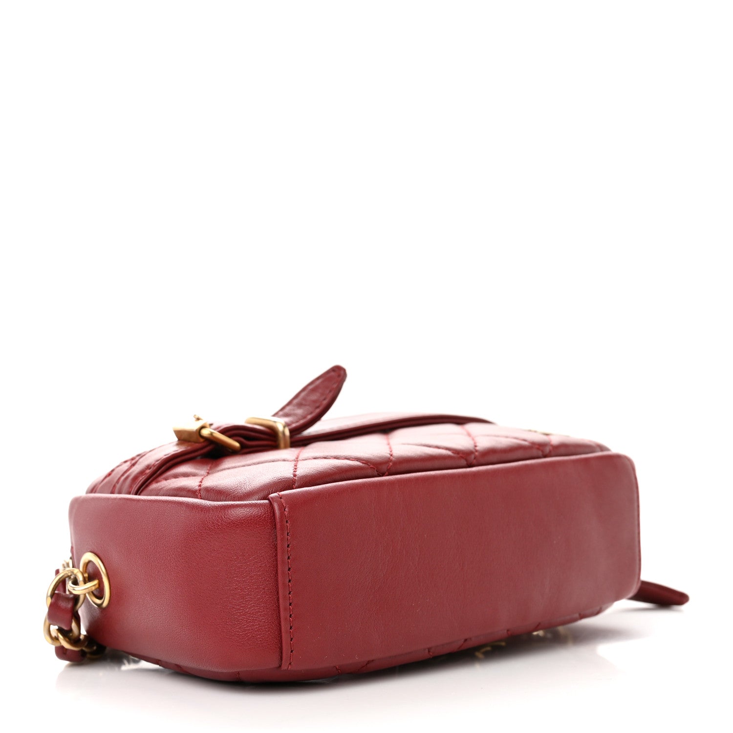 Chanel Lambskin Quilted Small Buckle Camera Case Bag Burgundy 4 of 11